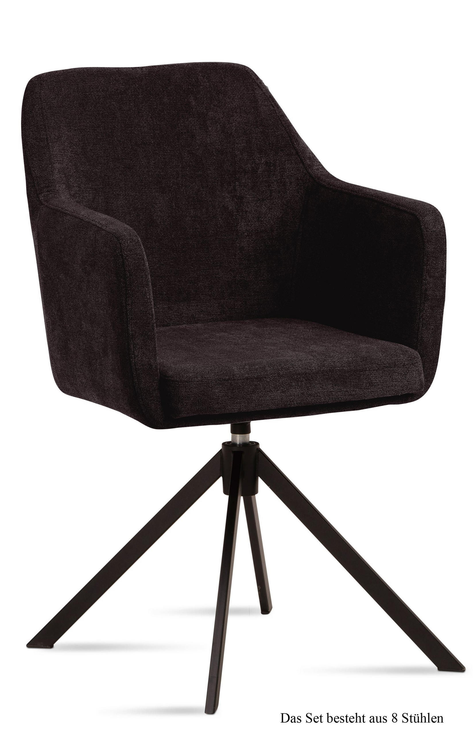 ARMLEHNSTUHL drehbar (8er-Set) Denice 57x87x60 Schwarz/Espresso - Dunkelbraun/Schwarz, Kunststoff (60/87/57cm) - 58aufmkessel