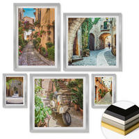 WANDBILDER 5er Set - 50x50 cm & 20x30 cm & 40x60 cm Silberner Rahmen - Porträts von Frauen mit Lippen - Silberfarben, Kunststoff (40/60cm) - ArtPrintCave
