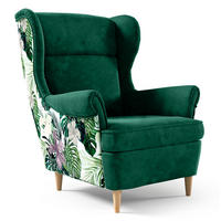 OHRENSESSEL Havana im skandinavischen Stil, Dunkelgrün - Dunkelgrün/Buchefarben, Holzwerkstoff (82/102/92cm) - Beautysofa