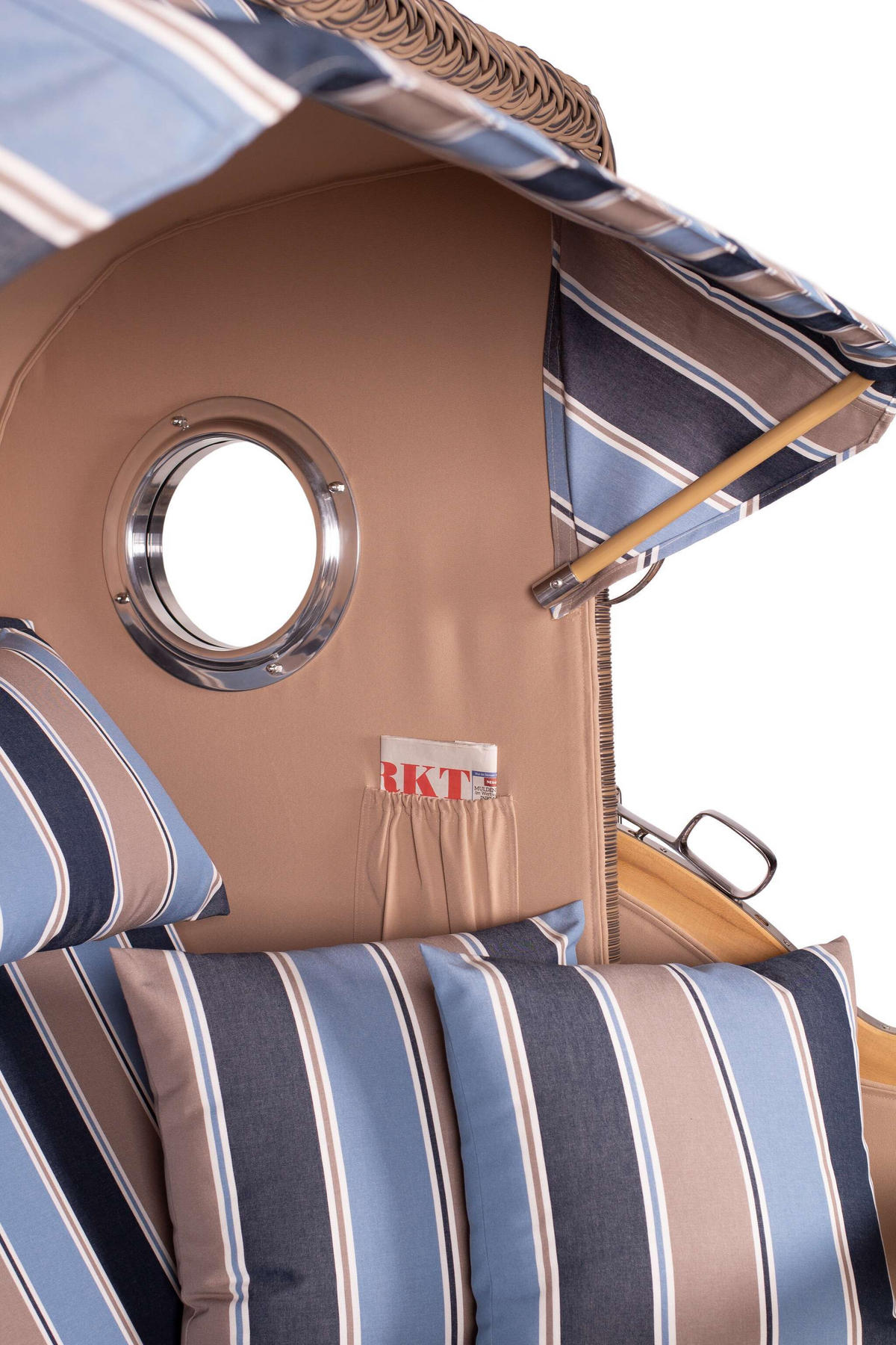 STRANDKORB Baltikum Teak 2,5 Sitzer - Blau/Braun, Holz/Metall (142/170/95cm) - Mr. Deko