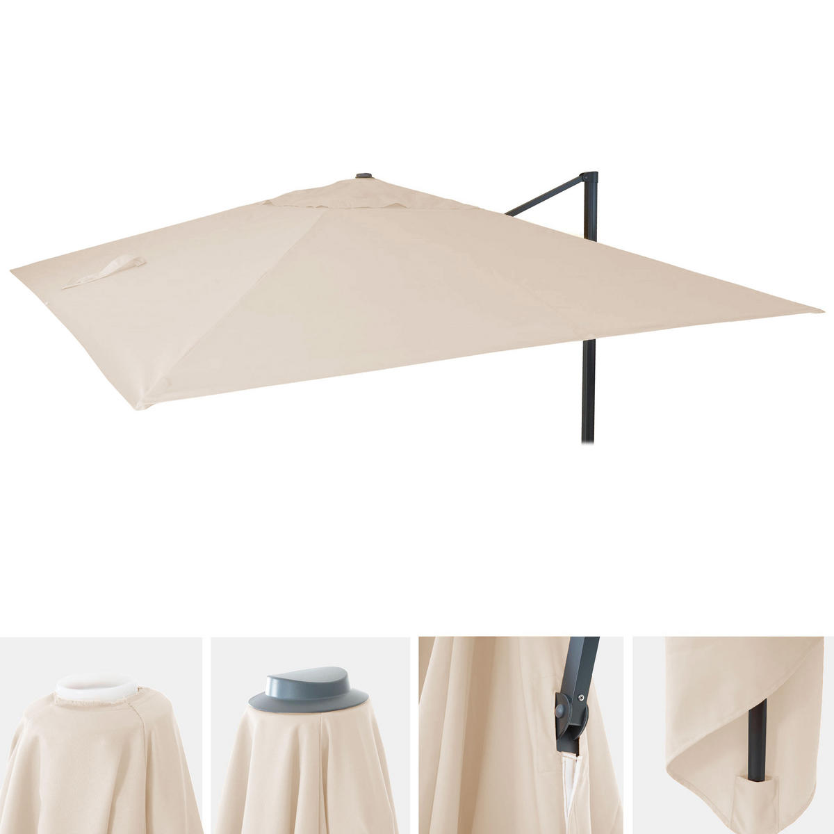ERSATZ-BEZUG FÜR SCHIRM I Cremeweiß - Weiß, Textil (295/295cm) - MCW