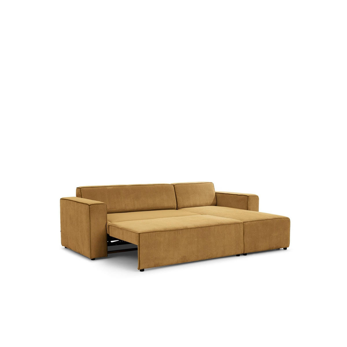 ECKSOFA Schlafsofa Waldo In Poso - Dunkelgelb, Holzwerkstoff/Textil (260/173cm) - Fun Möbel