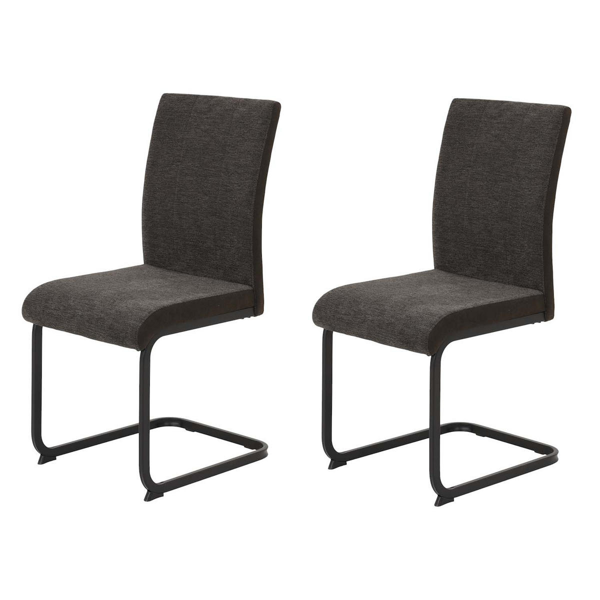 SCHWINGSTUHL 2 Stück Linn - Webstoff Braun - Schwarz/Braun, Textil/Metall (43/92/52cm) - Hela Vertriebs GmbH