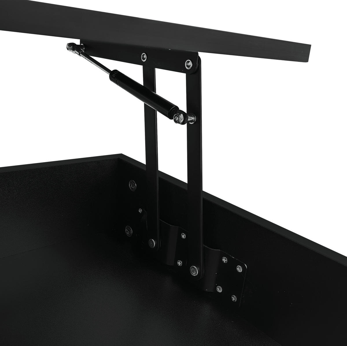 COUCHTISCH aus Spanplatte 100x50x44 cm Schwarz mit hydraulisch höhenverstellbarer Tischplatte, LED-Beleuchtung und 2 Schubladen - Weiß, Holzwerkstoff (100/50/44cm) - Modfu