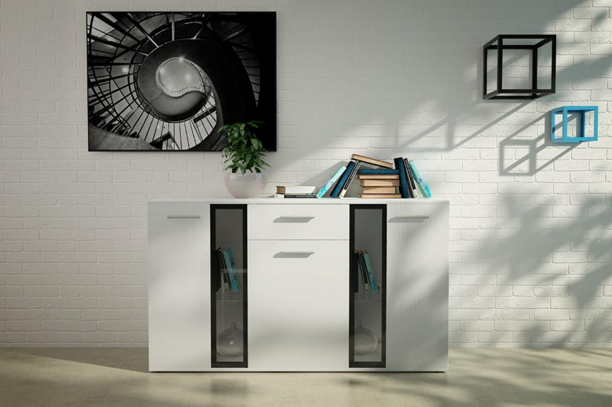SIDEBOARD CERES LED - Weiß, Holzwerkstoff (140/80/40cm) - Meblini