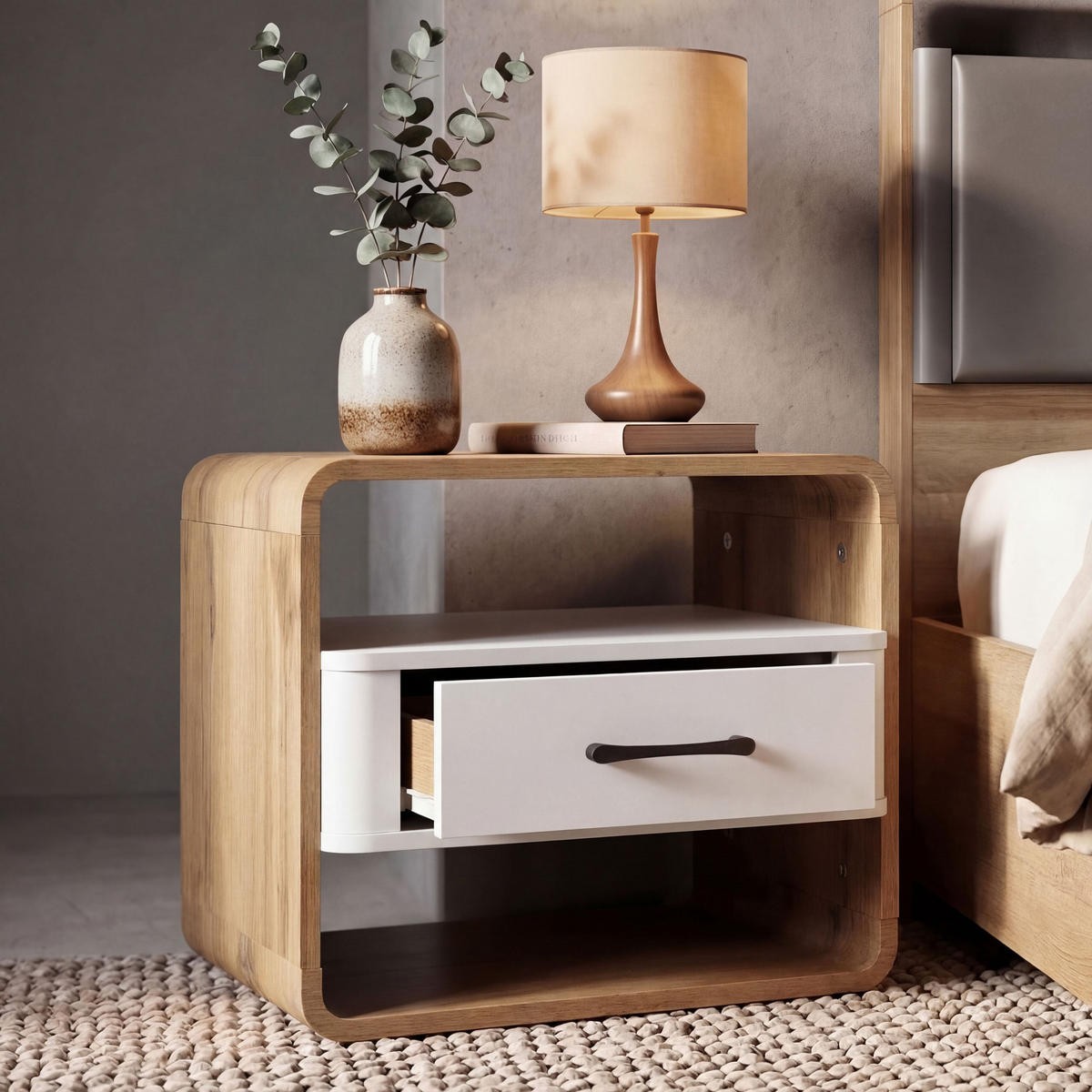 NACHTTISCH organisch Weiß - Weiß, Holz (48/40/44cm) - MCW