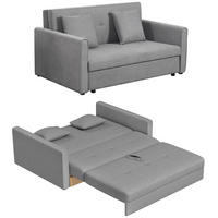 SCHLAFSOFA, Polyester, Holz, Grau - Grau, Holzwerkstoff/Kunststoff (101/81/152cm) - HOMCOM