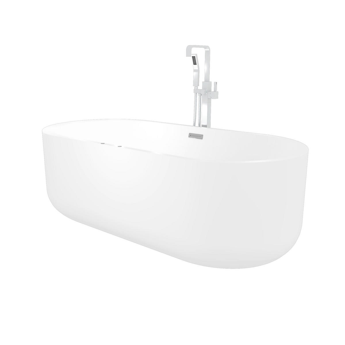 FREISTEHENDE Badewanne F26 170 Whirlpool Luft & Wasser Armatur AF05 - Weiß, Glas/Kunststoff (80/58/170cm) - AcquaVapore by Sandra Jentho