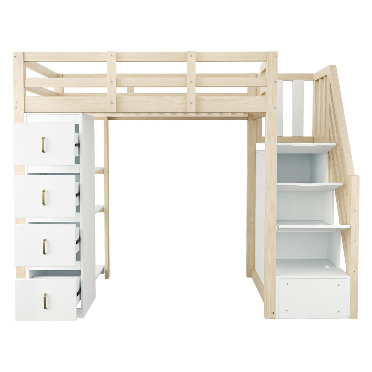 HOCHBETT mit Stauraum 90x200 cm Holz 4er-Set - Naturfarben, Holz (90/200cm) - Meubliv