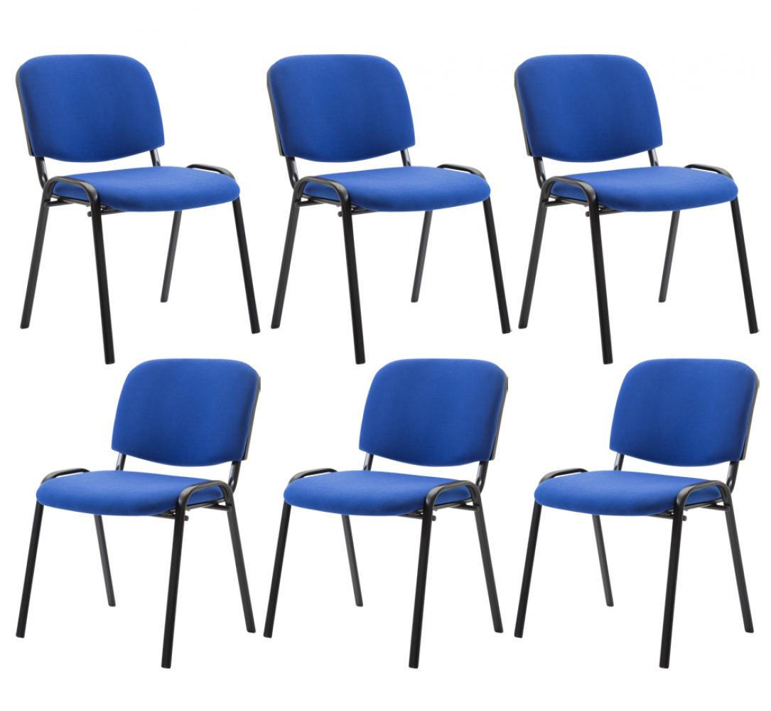 BESUCHERSTUHL 6er Set Stoff blau - Blau/Schwarz, Textil/Metall (53/83/53cm) - CLP