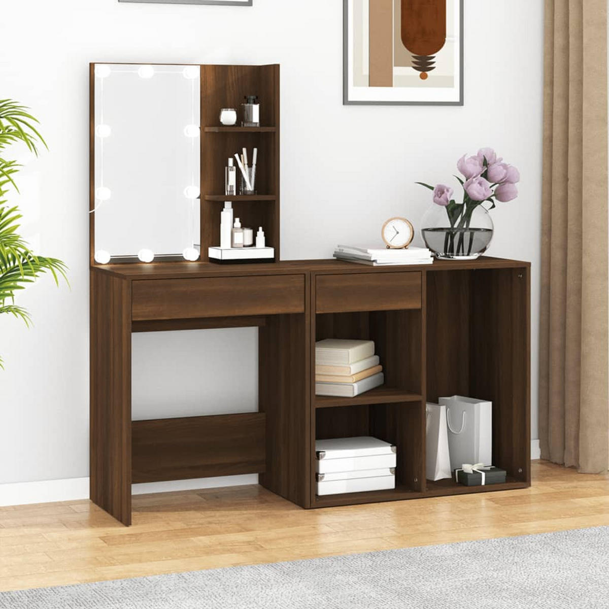 SCHMINKTISCH Cole 75/40/80 cm - Braun, Holzwerkstoff (75/80/40cm) - Nettlife