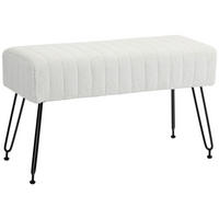 SITZBANK, Polsterbank mit Kunstfell-Optik, Metallbeine, Schuhbank für Flur Creme - Creme, Kunststoff (30/47/82cm) - HOMCOM