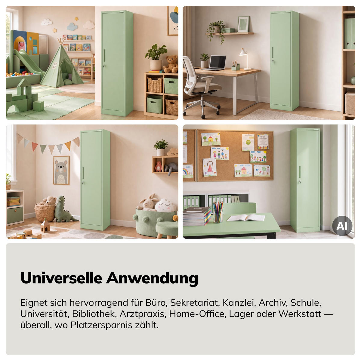 BÜRO Aktenschrank ALEX Fresh Style - Grün, Metall (45/185/40cm) - Jan Nowak