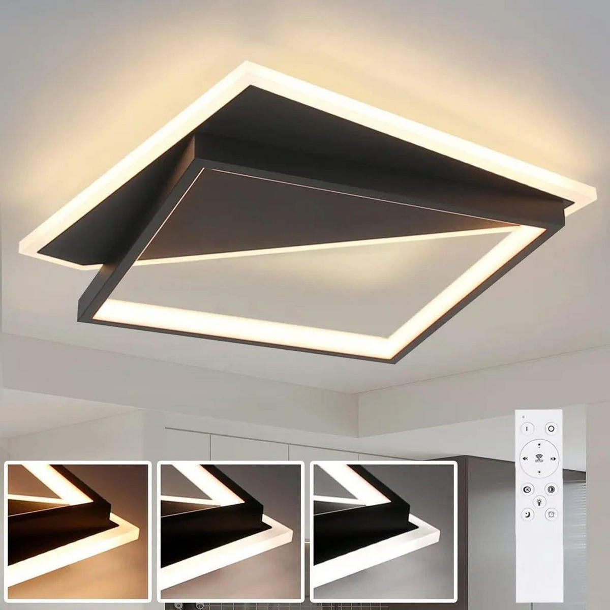 LED-DECKENLEUCHTE Alexander 35/35/5.5 cm - Schwarz, Metall (35/35/5.5cm) - Nettlife
