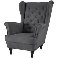 CHESTERFIELD-SESSEL Falco dunkelgrau mit Wenge Holzbeinen - Anthrazit, Holz/Textil (82/102/92cm) - Beautysofa
