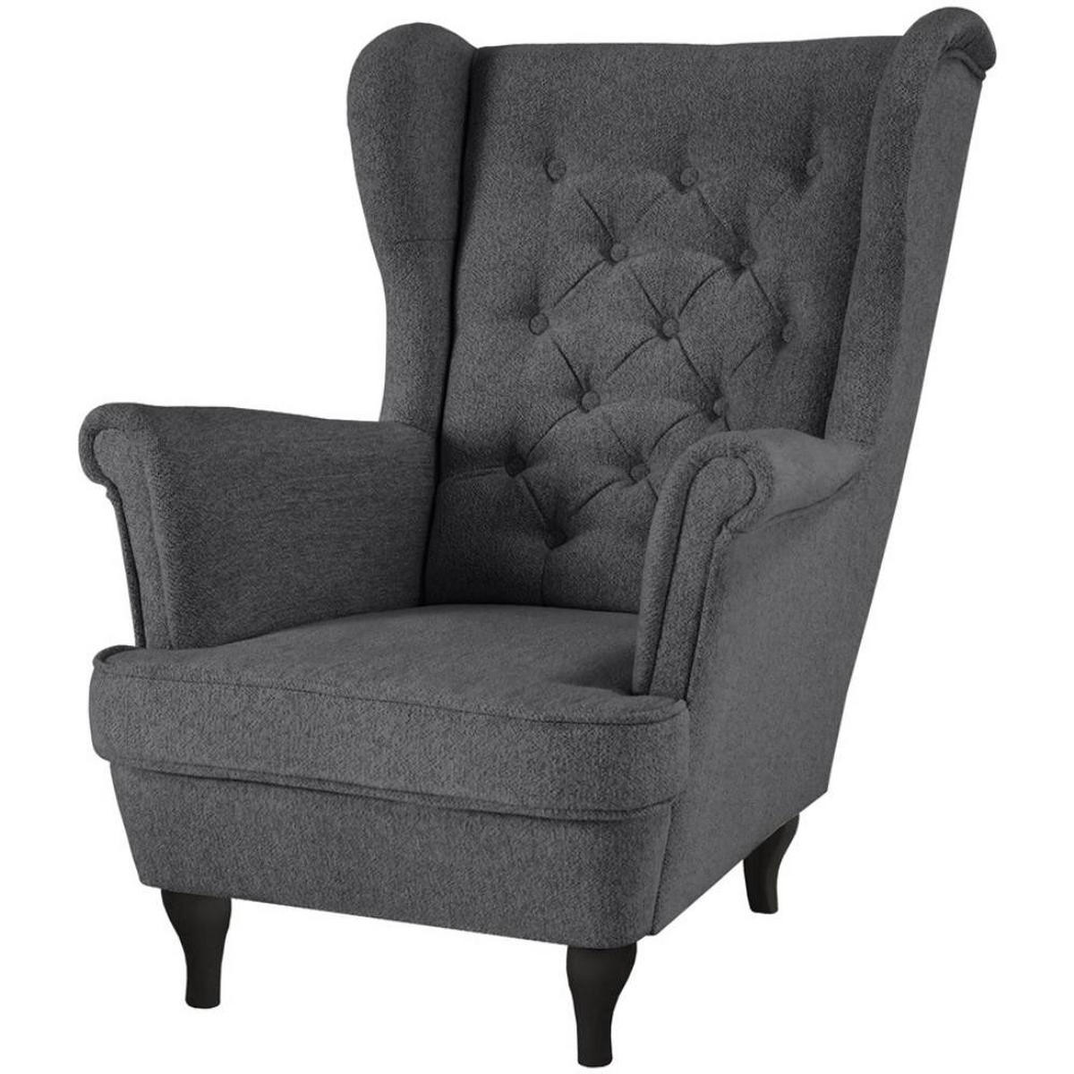 CHESTERFIELD-SESSEL Falco dunkelgrau mit Wenge Holzbeinen - Anthrazit, Holz/Textil (82/102/92cm) - Beautysofa