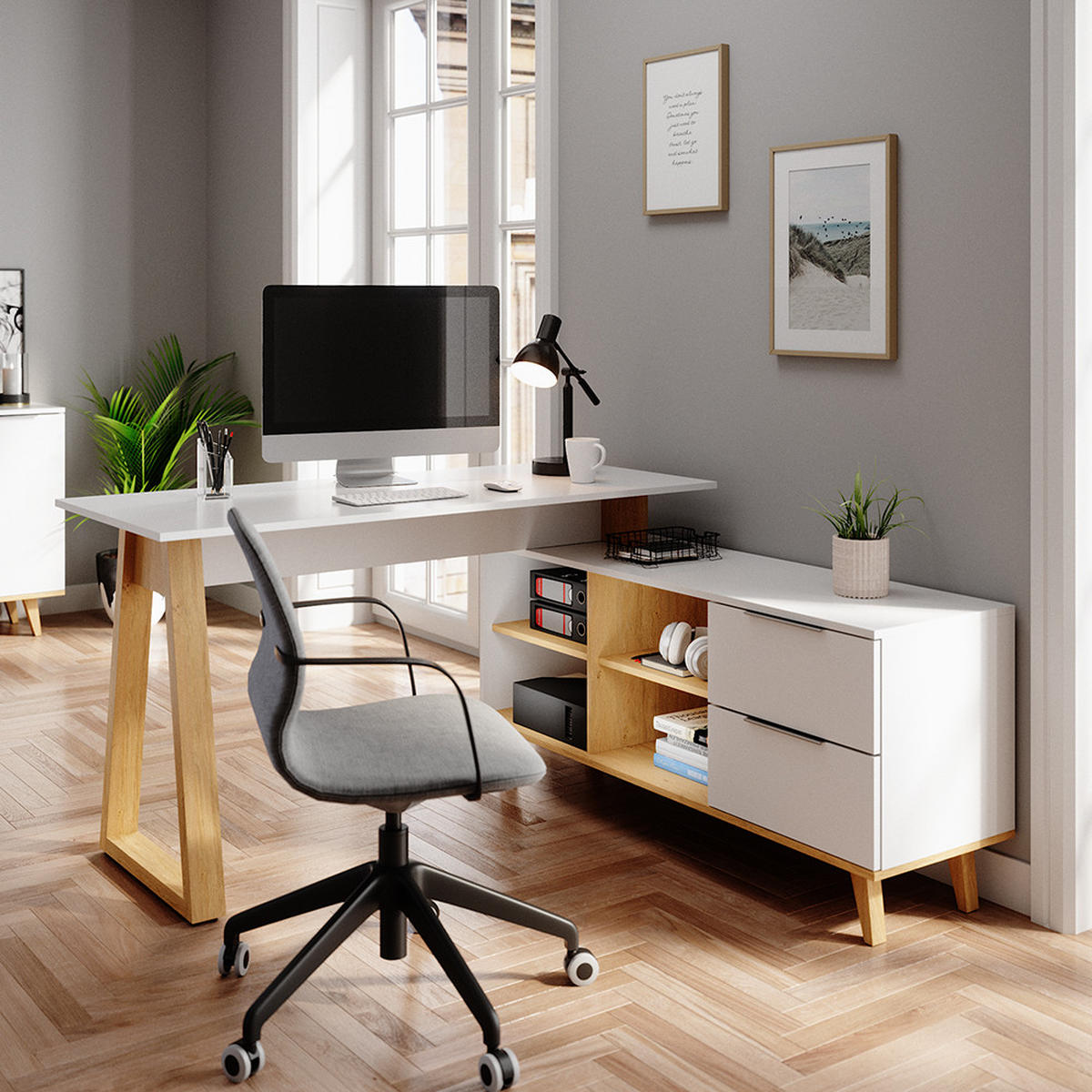 SCHREIBTISCH Nautica Weiß 138 x 60 cm mit Schubladen XXL - Eichefarben/Weiß, Holzwerkstoff (60/138/77cm) - Vicco
