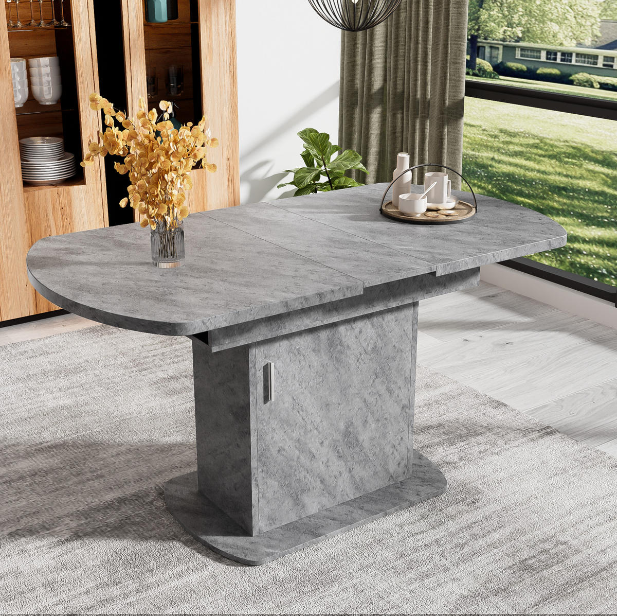 ESSTISCH 110-130x70x75 cm in Grau aus Spanplatte und Metall mit Stauraum - Grau, Holzwerkstoff (70/130/75cm) - Modfu