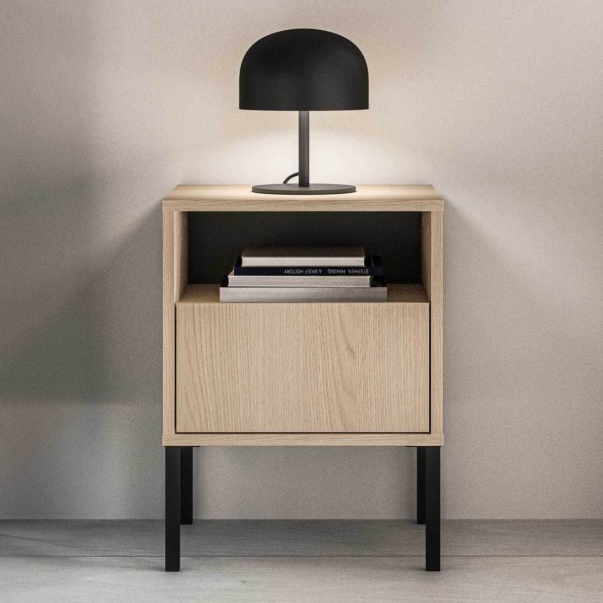 NACHTTISCH Barnee Eichenholzoptik 40 cm - Eichefarben/Schwarz, Holzwerkstoff (40/53/34cm) - Selsey