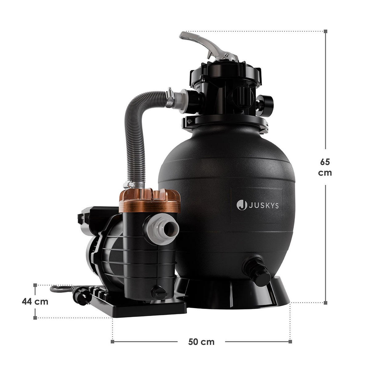 SANDFILTERANLAGE 400W inkl. Filter & Timer - Schwarz, Kunststoff (39/48/56cm) - Juskys