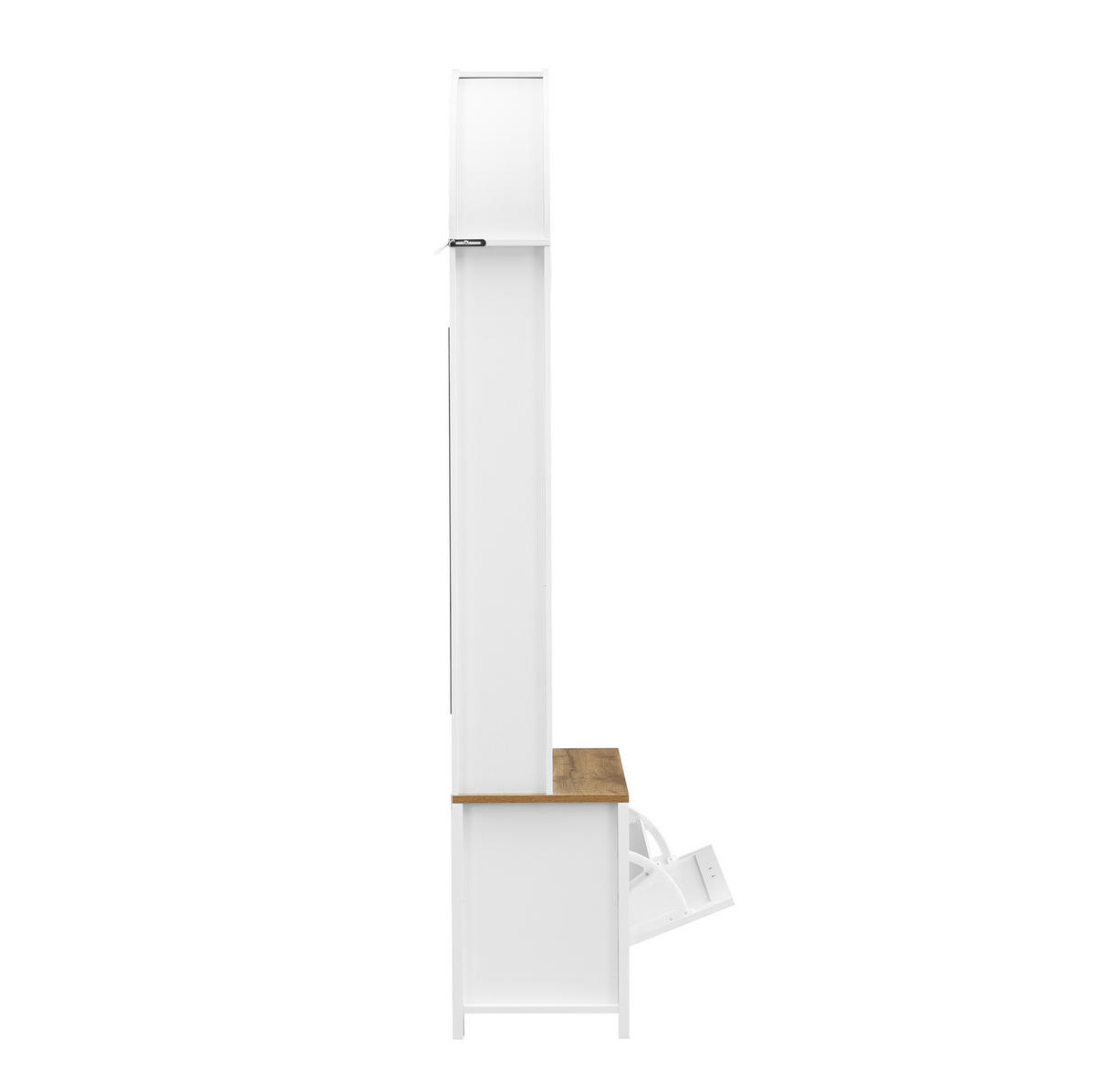 GARDEROBE 75/195/35 cm Weiß/Holzfarben aus MDF mit Schuhfach und Haken - Weiß, Holzwerkstoff (35/195/75cm) - OKMYHOME