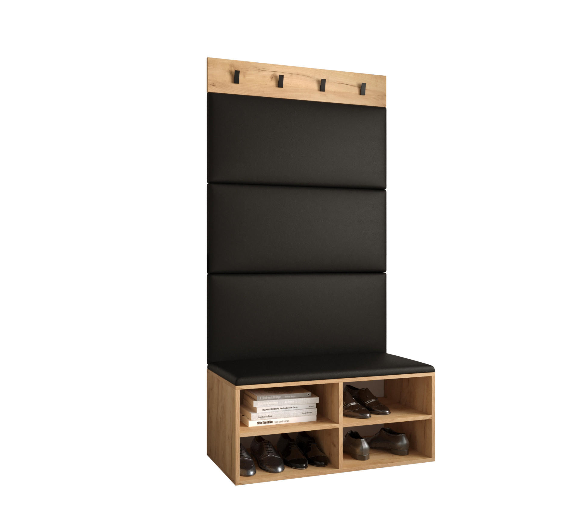 GARDEROBEN-SET 84/184/42 - Eichefarben/Schwarz, Holz (84/184/42cm) - MÖBEL KRYSPOL