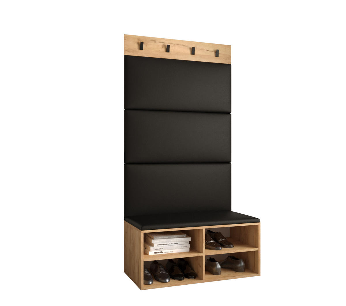GARDEROBEN-SET 84/184/42 - Eichefarben/Schwarz, Holz (84/184/42cm) - MÖBEL KRYSPOL