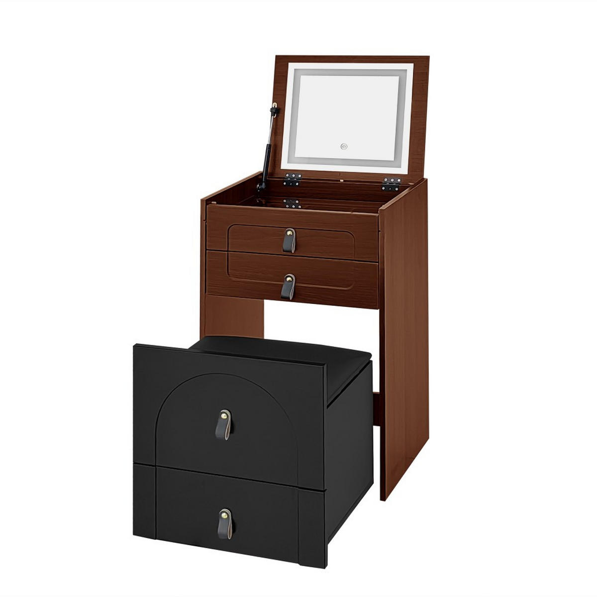 SCHMINKTISCH in Braun(Enthält Make-up-Hocker) mit 3 Schubladen - Braun, Holz (50/115.6/40cm) - KOMHTOM