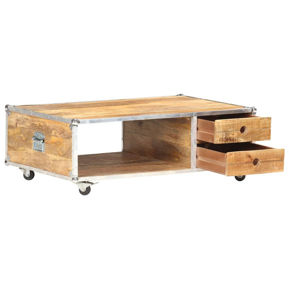 COUCHTISCH 89x59x33 cm Massives Raues Mangoholz - Braun, Holzwerkstoff (89/89/33cm) - furnicato