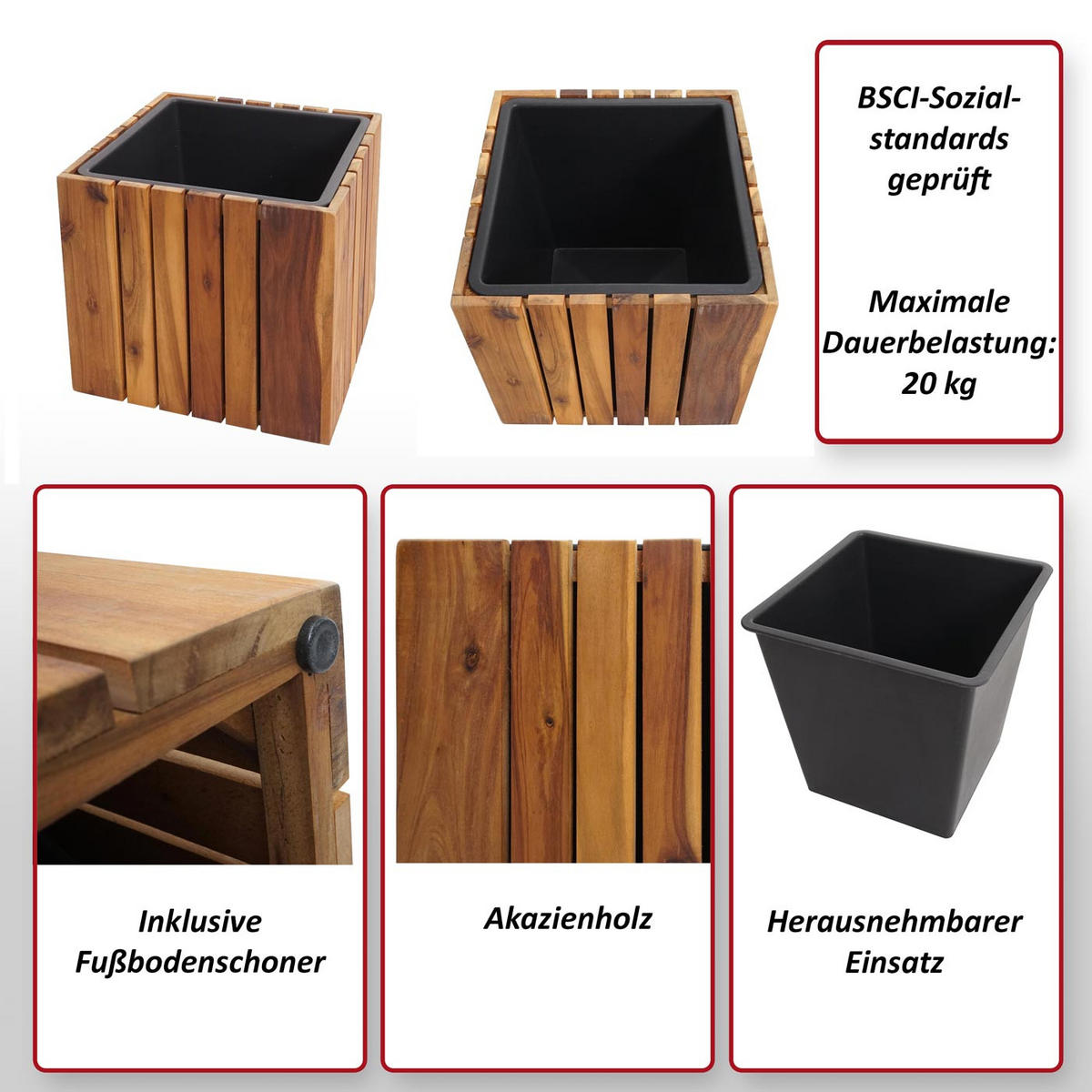 PFLANZKASTEN Braun, Schwarz - Schwarz/Braun, Holz (32/32/32cm) - MCW
