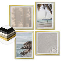 WANDBILDER 4er Set - 50x50 cm & 40x60 cm Goldrahmen - Sommerlicher Sandstrand mit Meerblick - Goldfarben, Kunststoff (50/50cm) - ArtPrintCave
