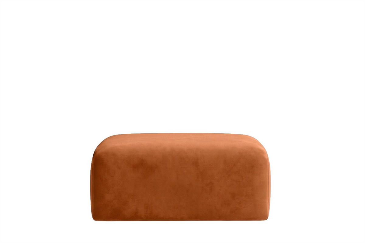 HOCKER, Sitzhocker, Velvet-Stoff Bluvel, Zimtfarbe, GRETA - Orange, Holz (91/40/89cm) - Kaiser Möbel