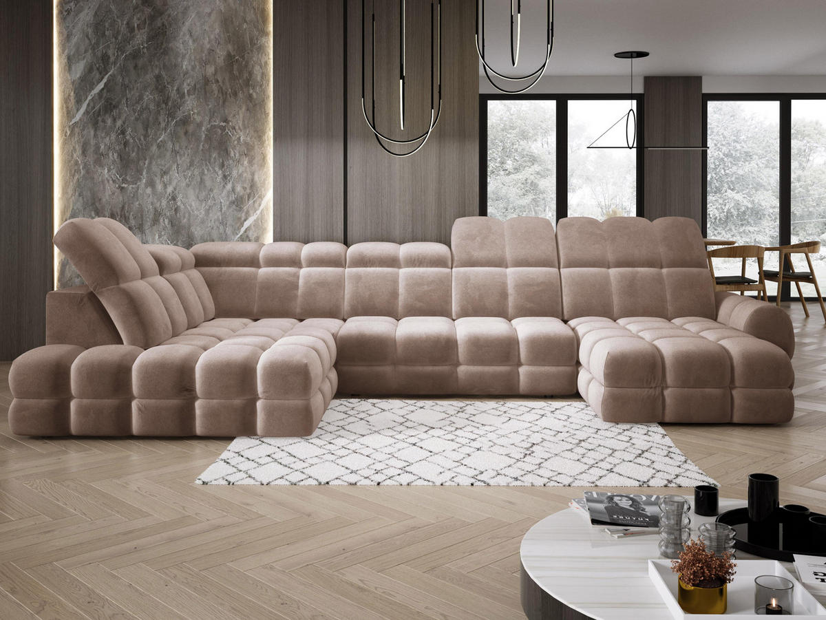 ECKSOFA TOLLO Salvador-stoff U-form 400x217x105 cm braun - Braun, Holz/Textil (400/217cm) - DomoHome
