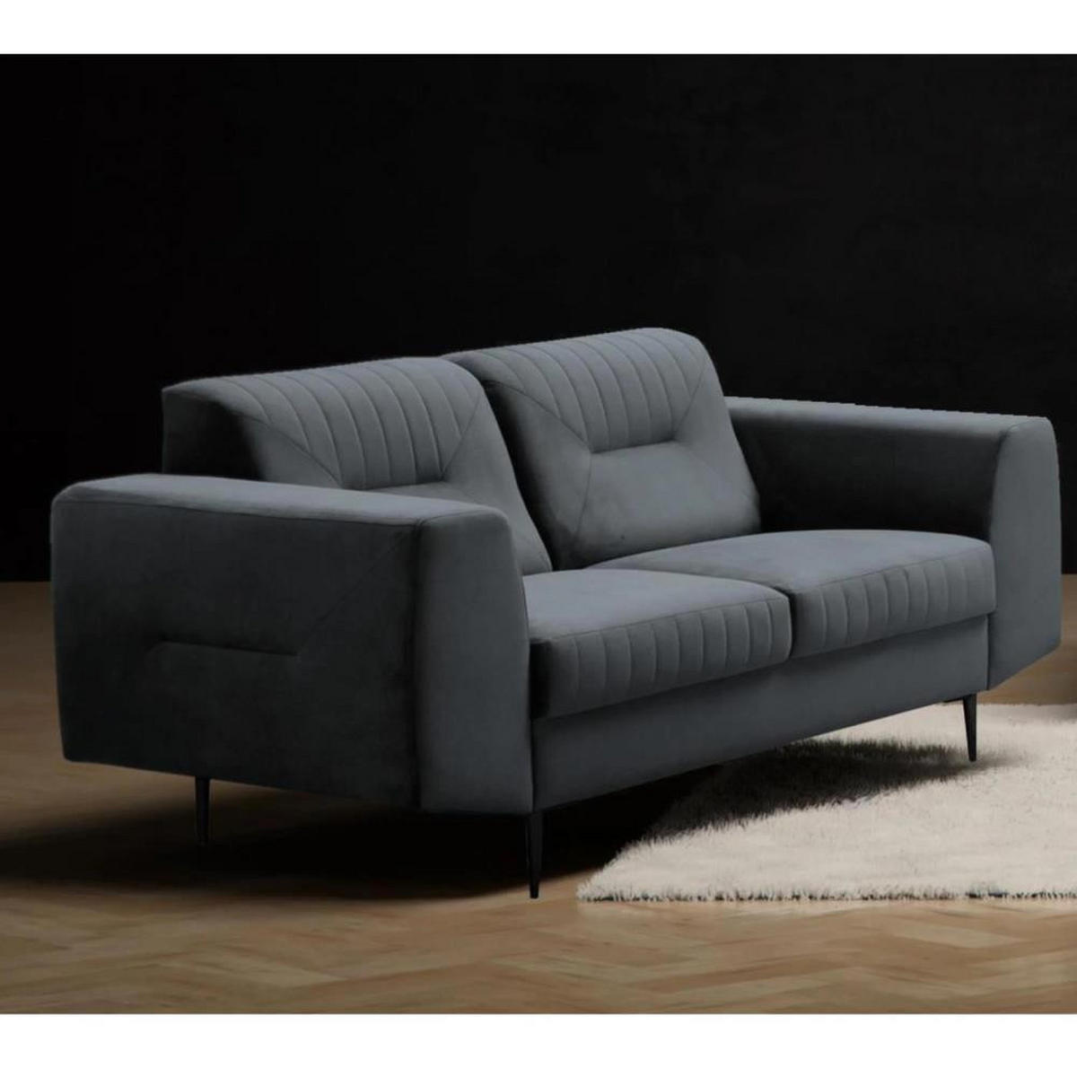 2-SITZER SOFA Venezia dunkelgrau mit schwarzen Beinen - Dunkelgrau/Schwarz, Textil (172/85/94cm) - Beautysofa