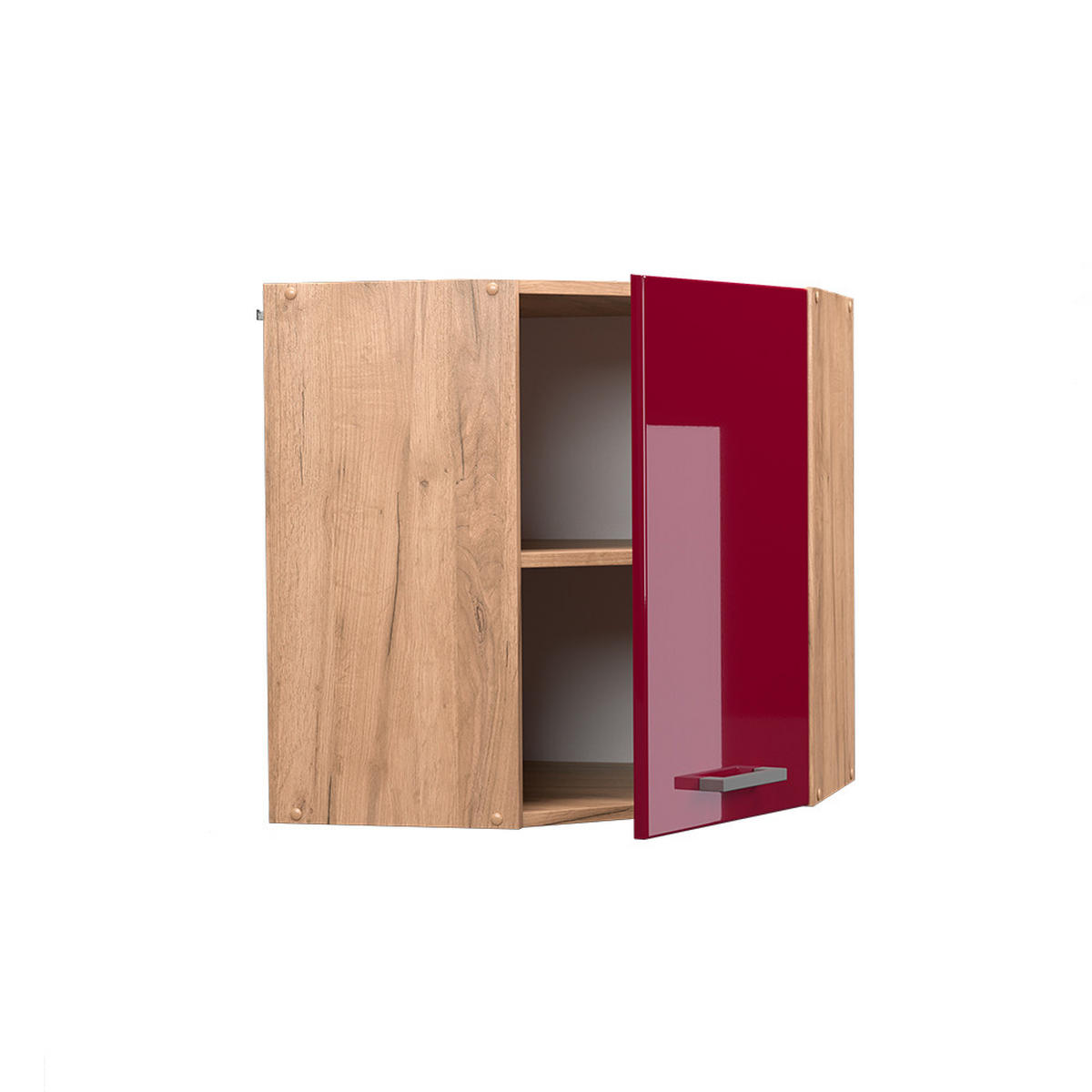 ECKHÄNGESCHRANK R-Line Rot Hochglanz 57 cm - Honigeiche/Eiche Wotan, Holzwerkstoff (57/60/34.1cm) - Vicco