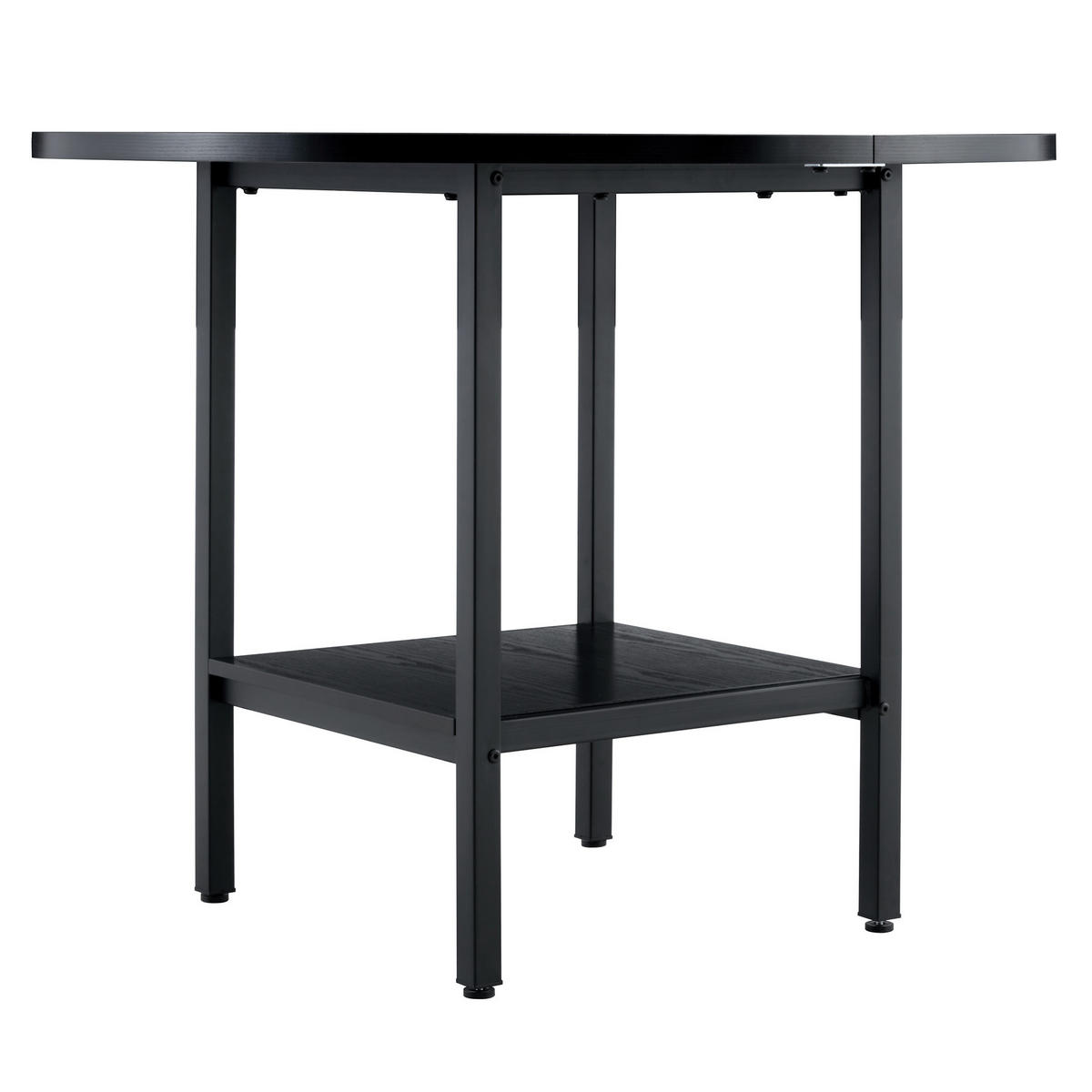ESSTISCH Schwarz mit Ablagefach und Metallgestell 100/100/77 cm - Schwarz, Holz (100/100/77cm) - Oxeza