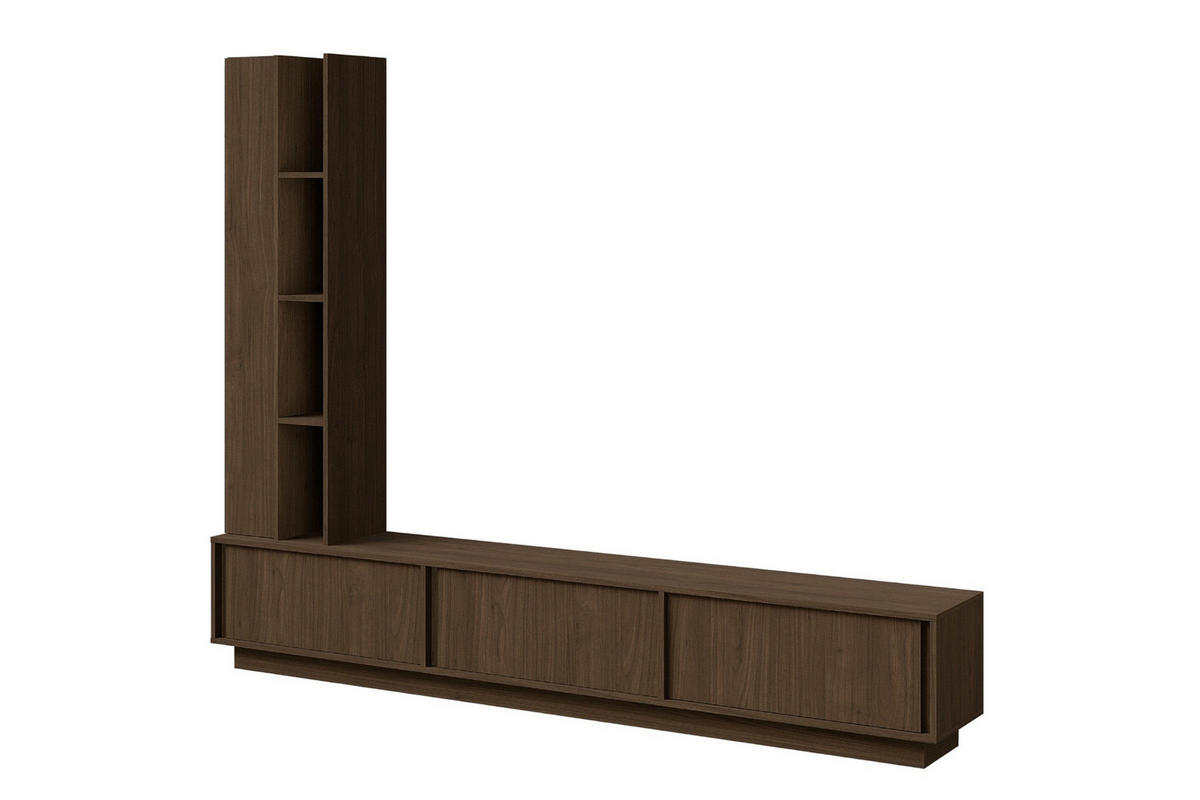 WOHNWAND VELORA 230/185/35 cm in Villa-Nussbaum - Braun, Holzwerkstoff (230/185/35cm) - Deine Möbel 24