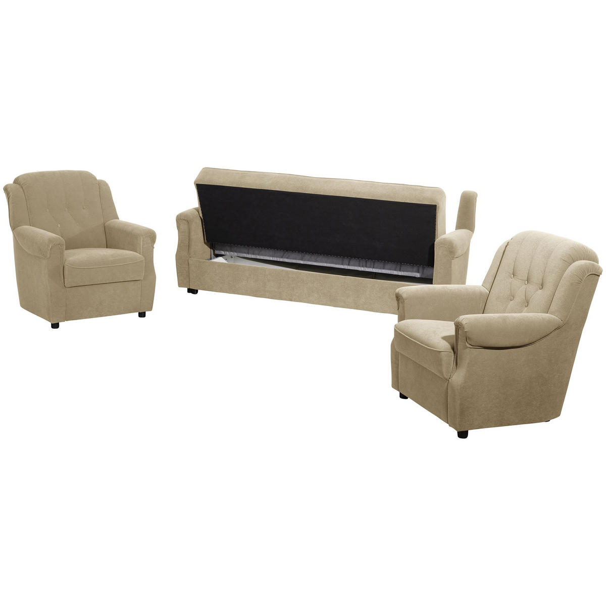 POLSTERSESSEL Kaylyn Flockstoff sand - Sandfarben, Kunststoff (81/89/83cm) - 58aufmkessel