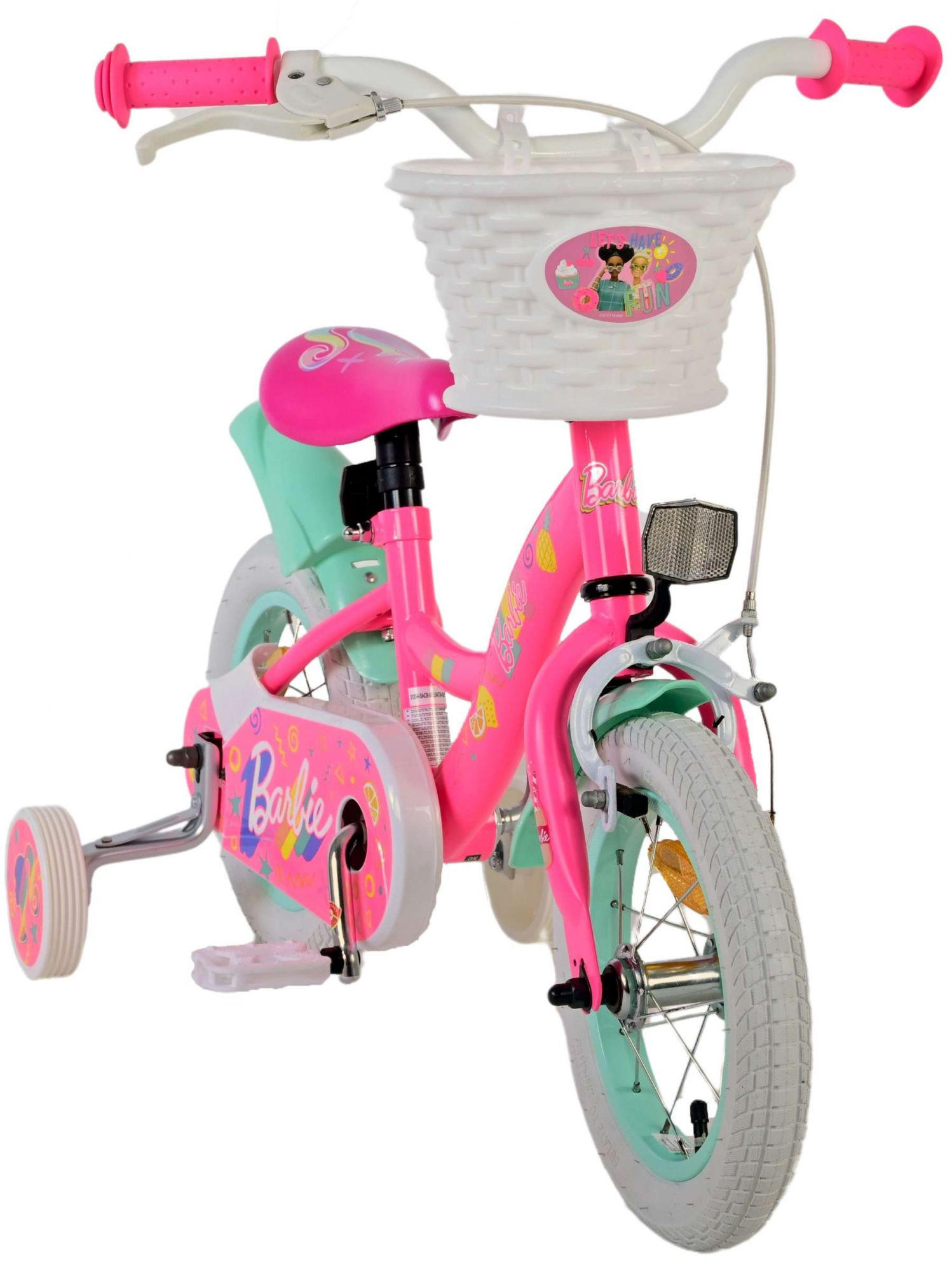 KINDERFAHRRAD Barbie - Mädchen - 12 Zoll - Rücktritt + Handbremse - Rosa - Rosa, Metall (48cm) - TPFSports