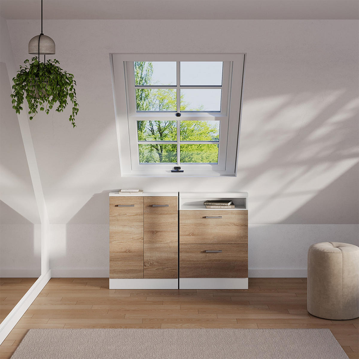 DACHSCHRÄGENSCHRANK-SET Rion Sonoma 2er Set - Sonoma Eiche, Holzwerkstoff (120/81.6/46cm) - Vicco