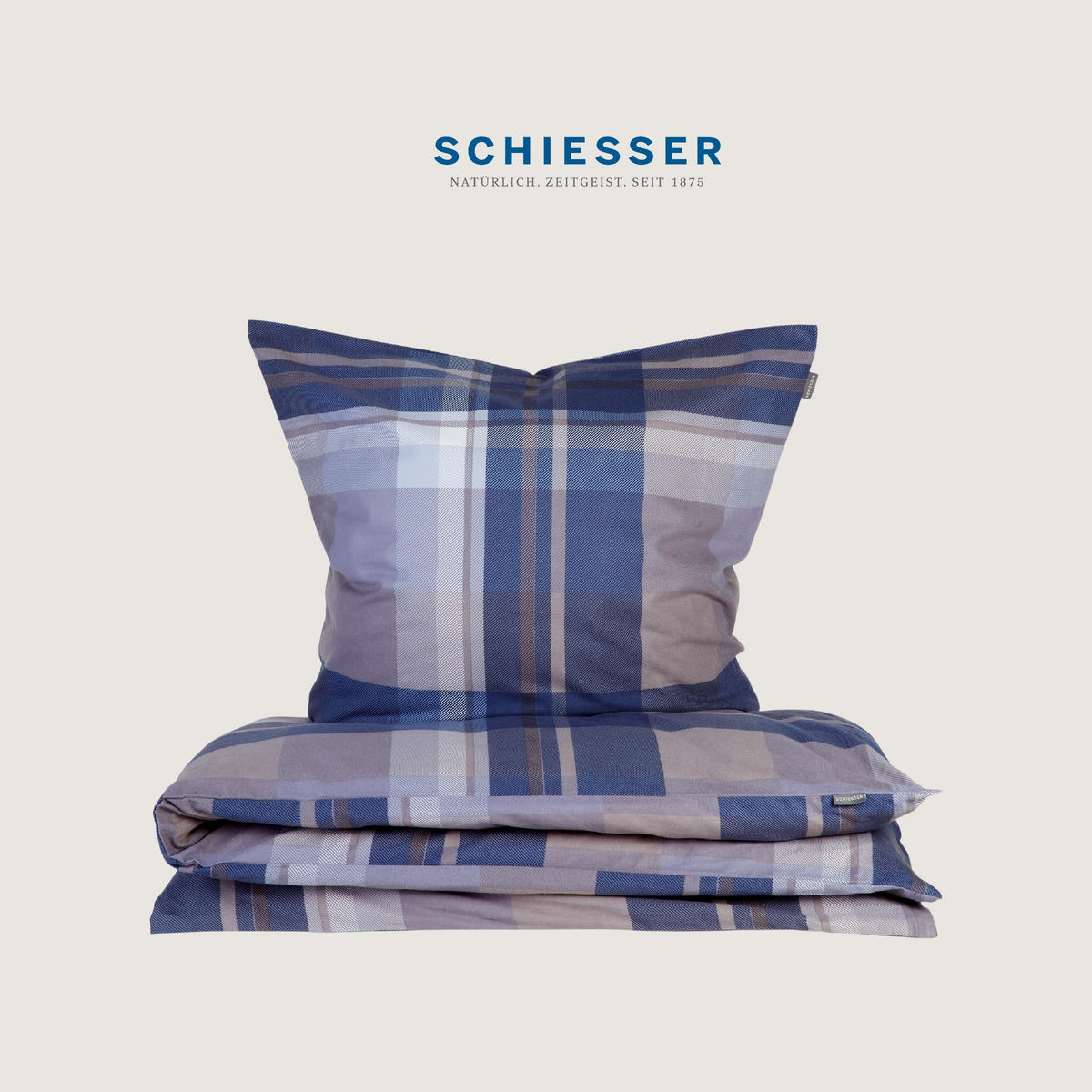 BETTWÄSCHESET Todd - Feinbiber - 2-teilig - 135 x 200 cm - Braun-Blau - Blau, Textil (135/200cm) - SCHIESSER