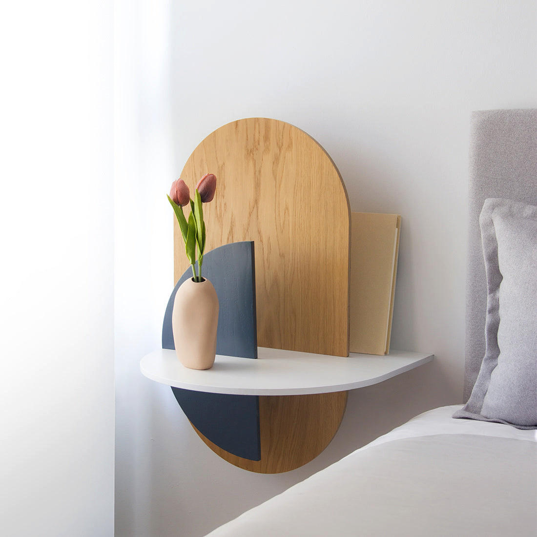 NACHTSTAND ALBA mit versteckter Aufbewahrung Oval - Eichefarben/Walnussfarben, Holz (60/55/45cm) - Woodendot