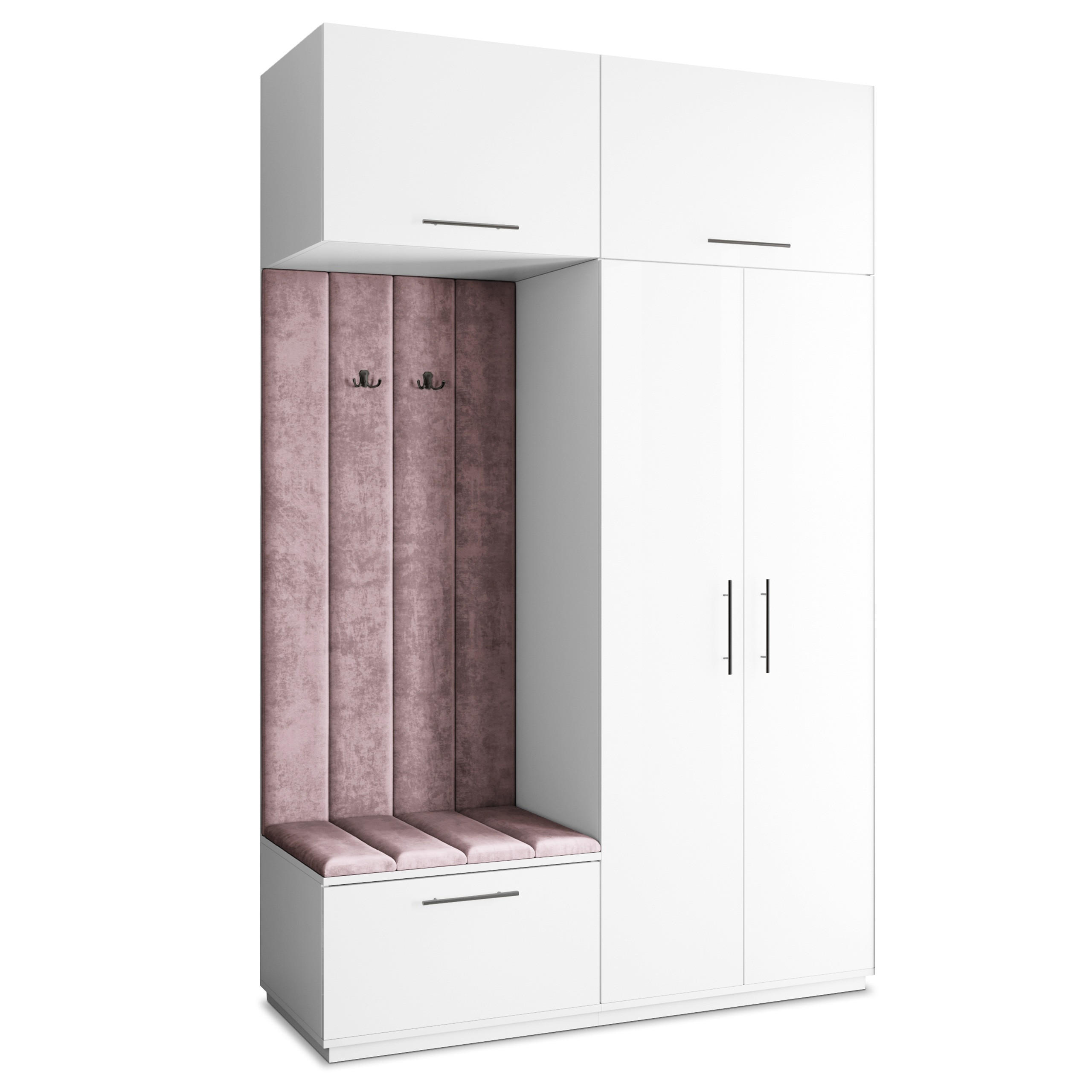 GARDEROBENSCHRANK REMA 150/240/60 cm Modern Garderobe-Set Weiß - Lila/Weiß, Holzwerkstoff (150/240/60cm) - MASSENO