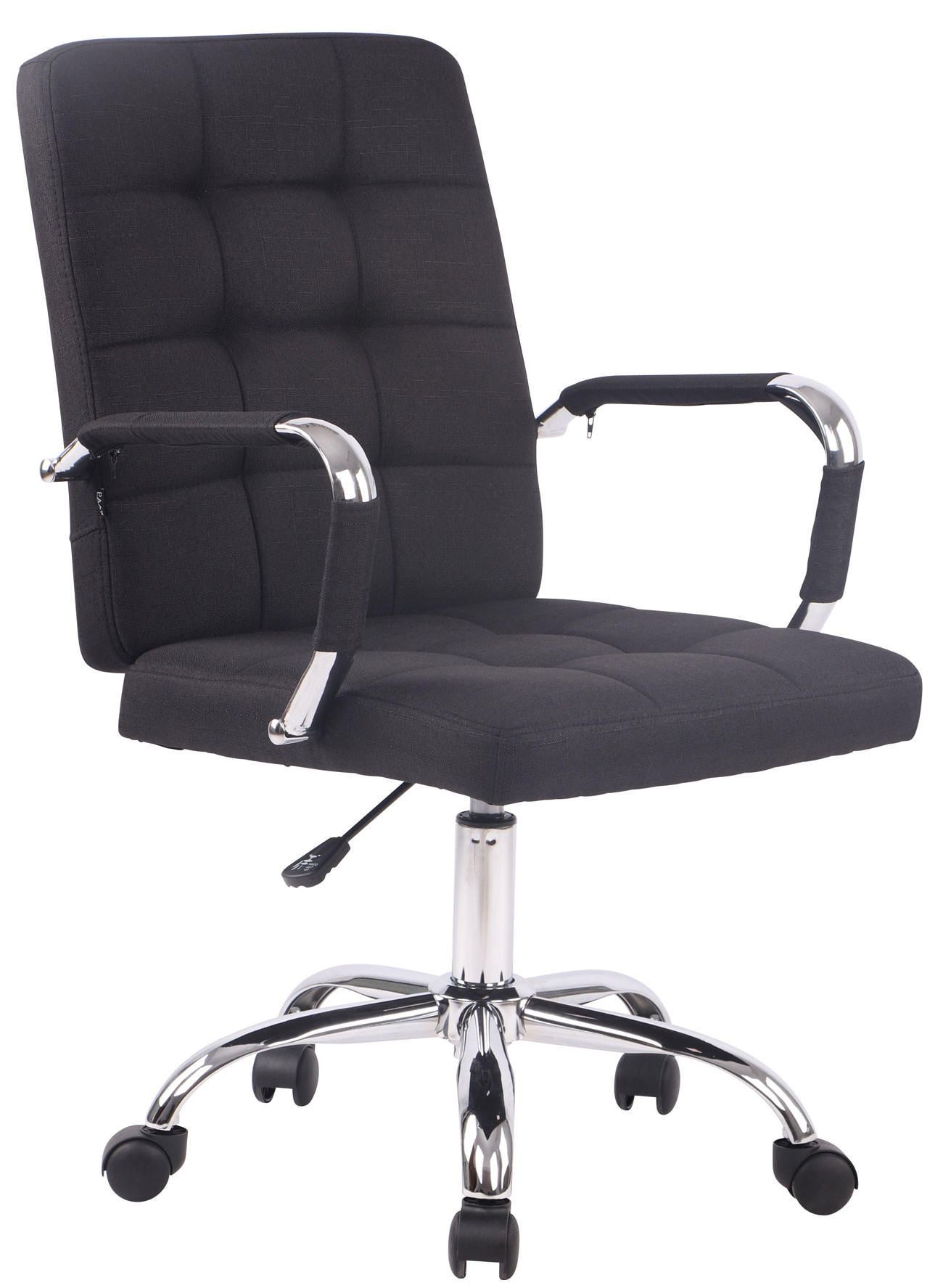 DREHSTUHL Stoff schwarz - Chromfarben/Schwarz, Textil/Metall (58/92/65cm) - CLP