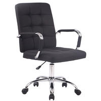 DREHSTUHL Stoff schwarz - Chromfarben/Schwarz, Textil/Metall (58/92/65cm) - CLP