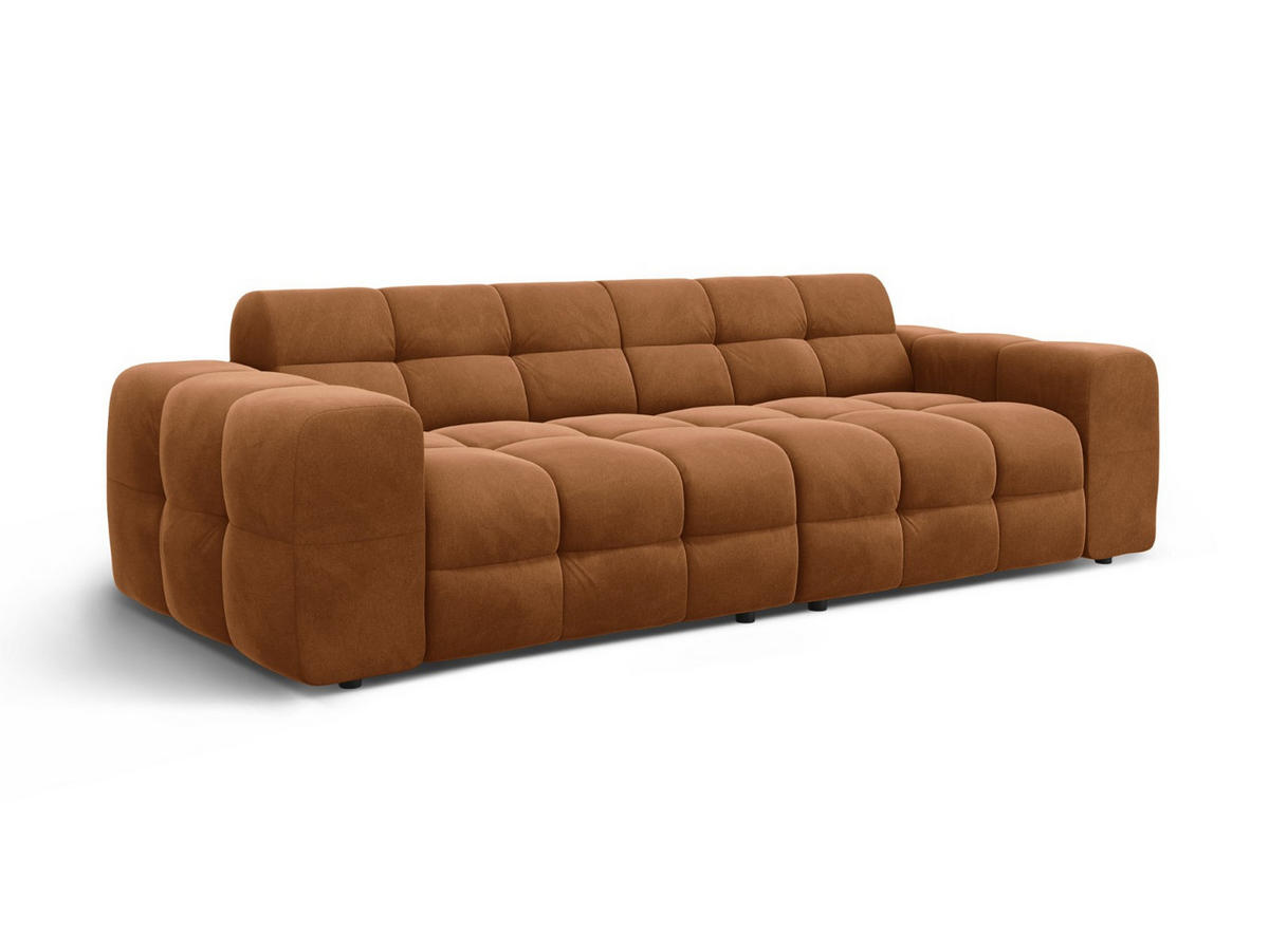 SOFA Kendal aus Samt kamel 4 Sitzplätze - Hellbraun, Textil (255/79/103cm) - Micadoni