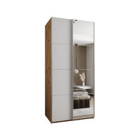 SCHWEBETÜRENSCHRANK 245,5/100/64 2-türig - Silberfarben/Weiß, Holz/Metall (100/245/64cm) - Abiks Möbel