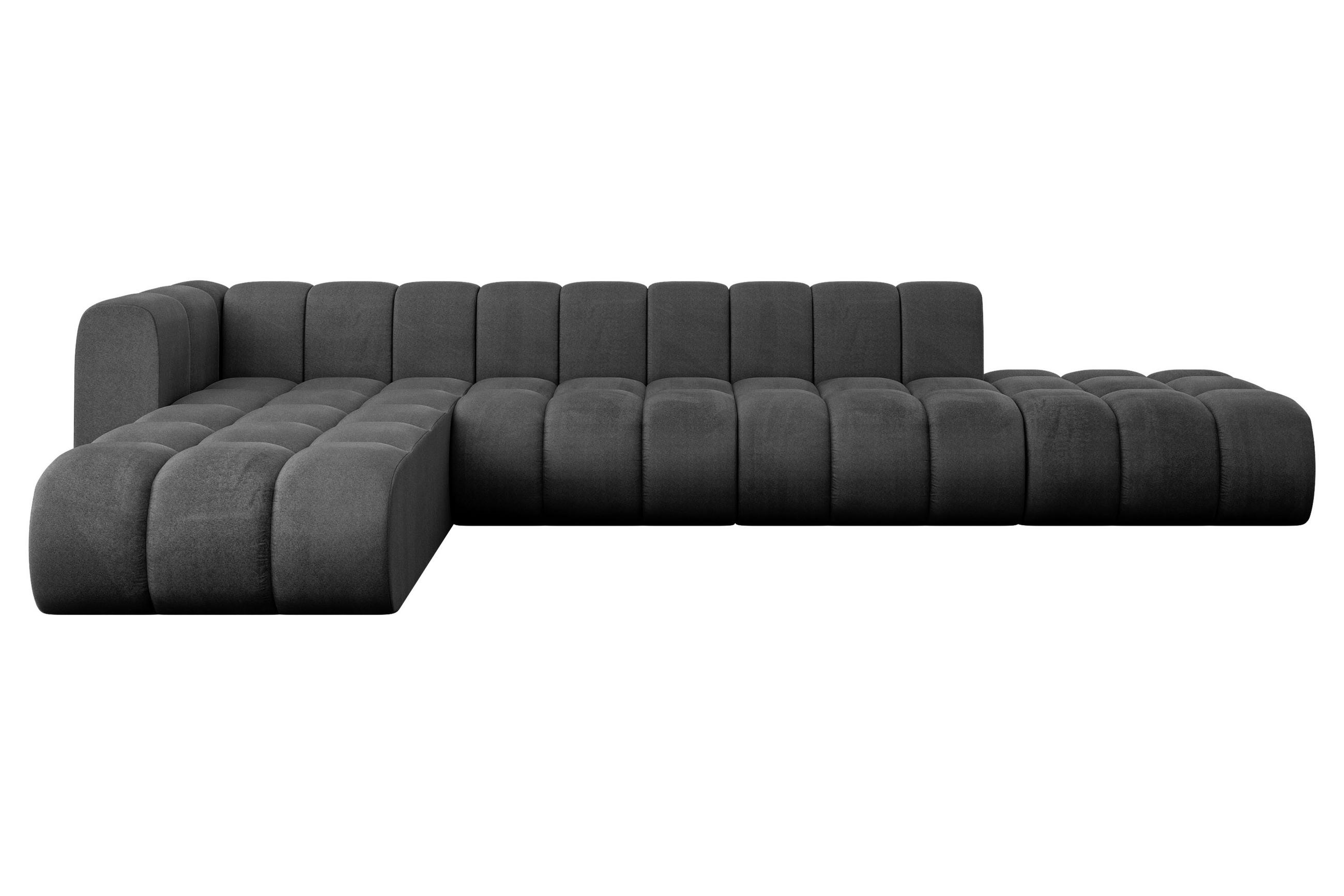 ECKSOFA modulares Sofa Zuvon-L2 - 387x177x70 cm Schwarz - Schwarz, Holzwerkstoff/Textil (387/177cm) - ALTDECOR