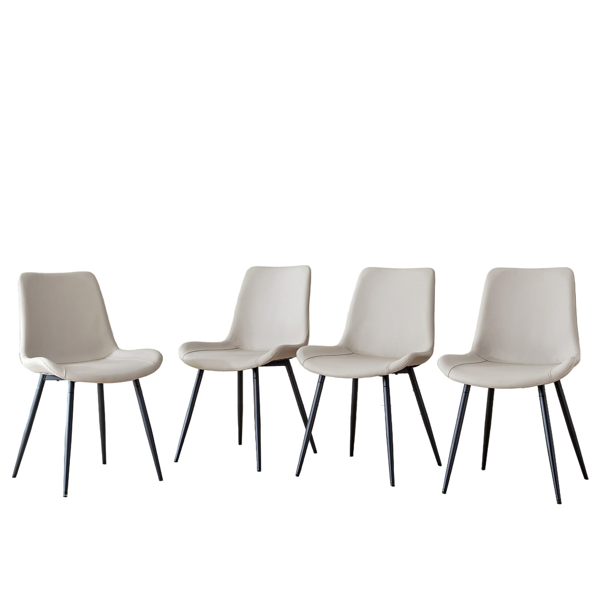 STUHL-SET DE-36498 4 Stück mit Kunstlederbezug Warmgrau - Grau, Metall (47/83/50cm) - ComfortXL