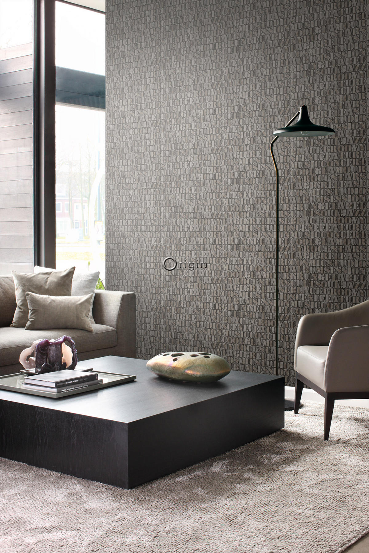 TAPETE alte eiserne Druckbuchstaben 53 cm x 10.05 m - Braun, Papier (53/1000cm) - Origin Wallcoverings